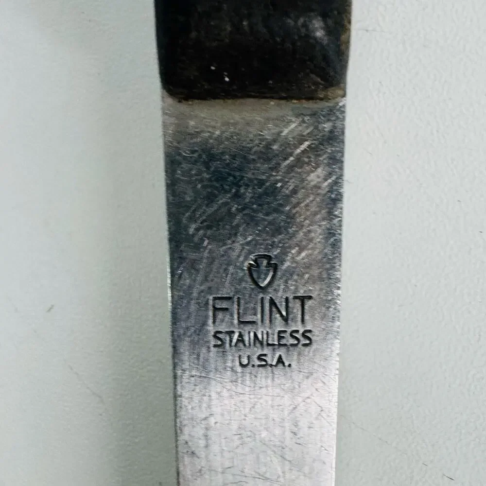 Vintage Flint Arrowhead Ladle Stainless Steel Riveted Black Composite Handle USA